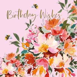 Bees and Flowers Birthday Card