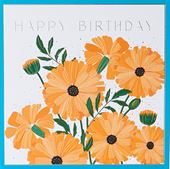Orange Flowers Birthday Card