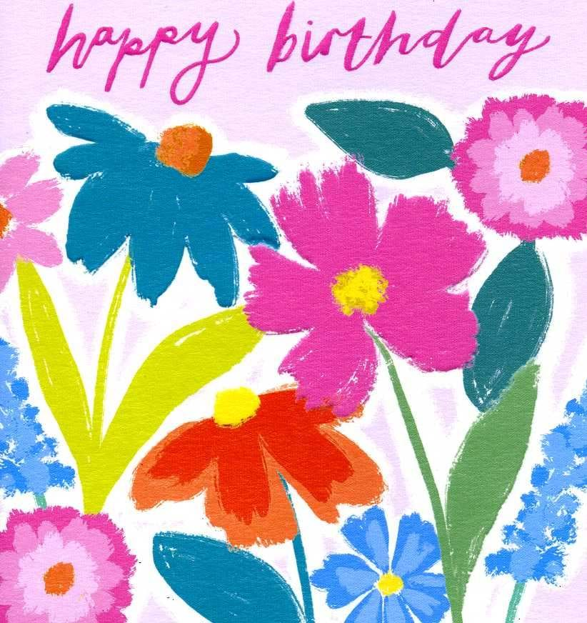 Pink Floral Birthday Card