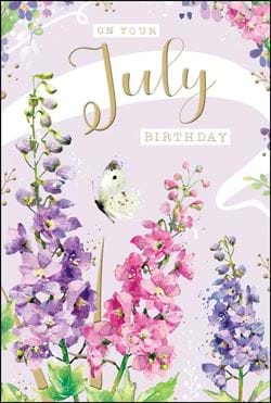 Larkspur July Birthday Card