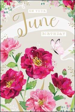 Roses June Birthday Card