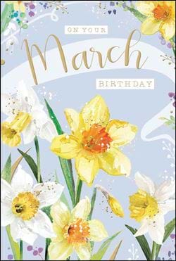 Daffodils March Birthday Card