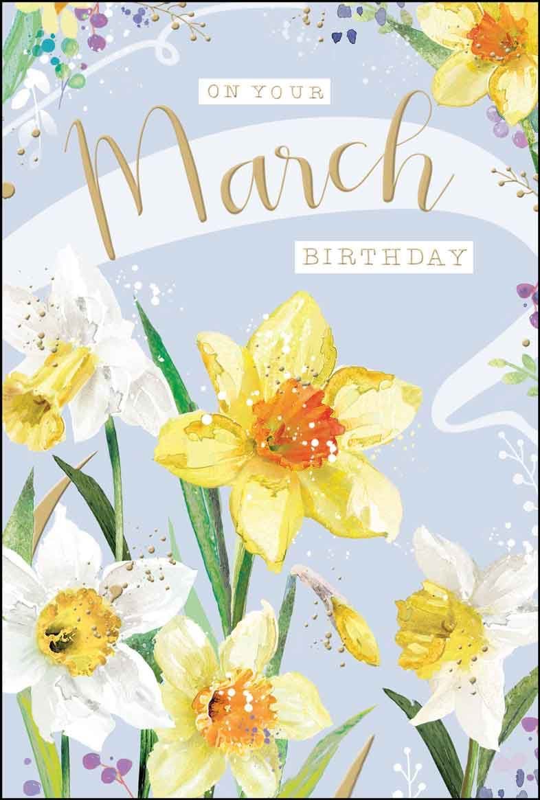 Daffodils March Birthday Card