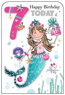 Mermaid 7th Birthday Card