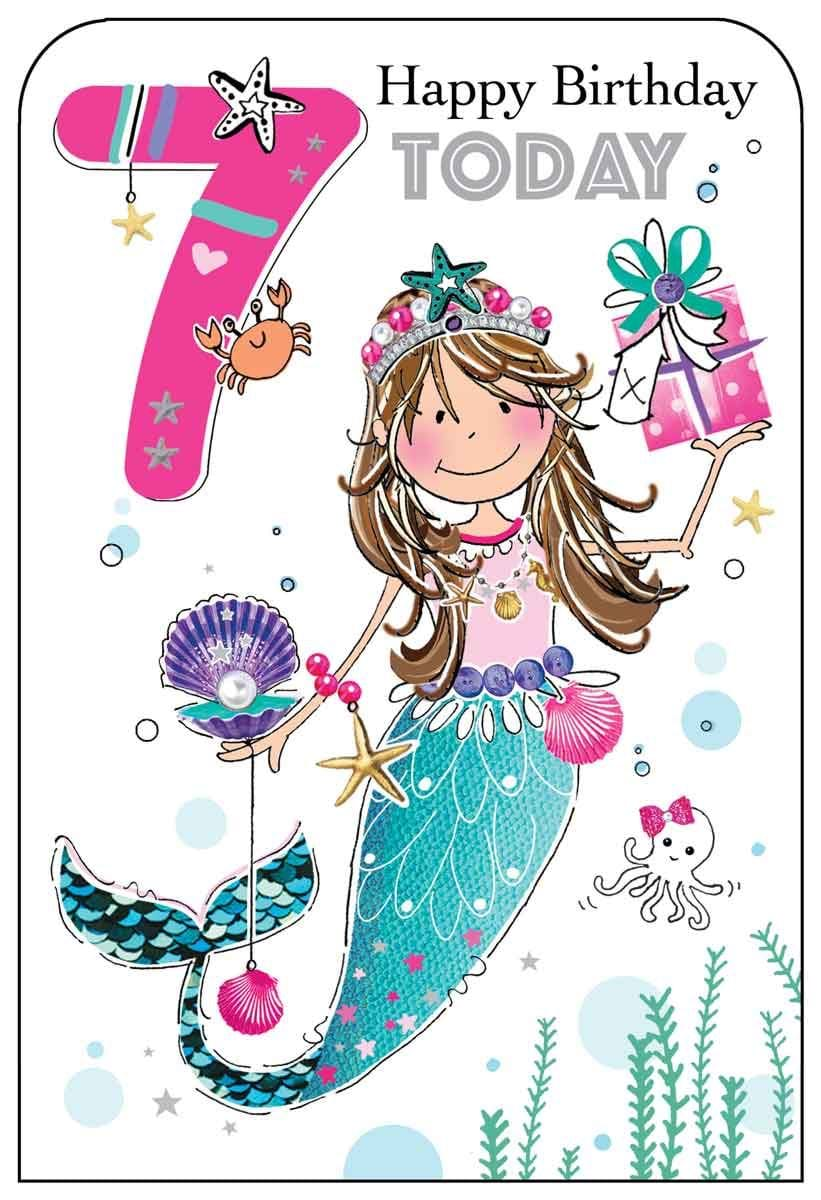 Mermaid 7th Birthday Card