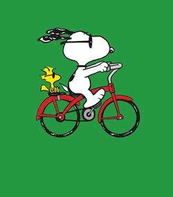 Snoopy on a Bike Birthday Card