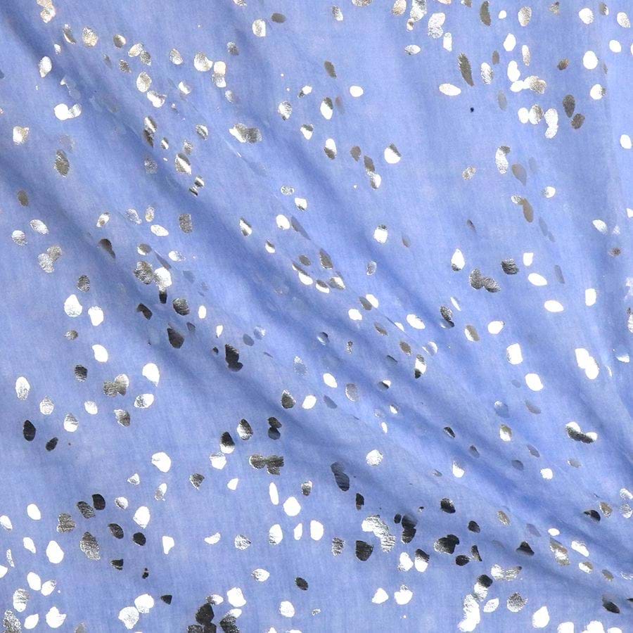 Blue and Metallic Silver Speckled Print Scarf