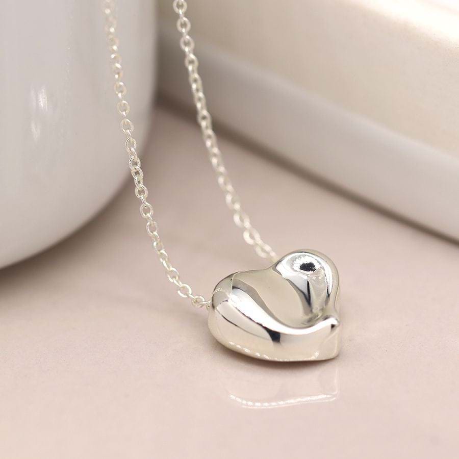 Silver Plated Wavy Heart Necklace