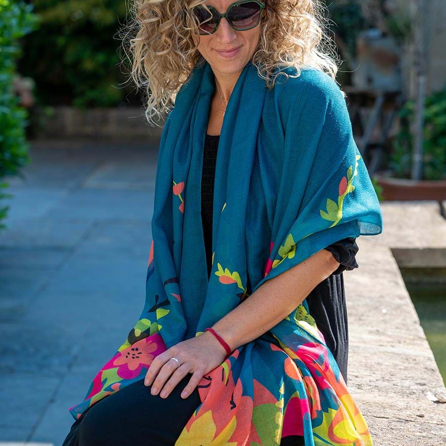 Teal Tropical Paradise Scarf