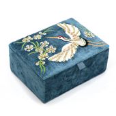 Crane Embroidered Mini Jewellery Box