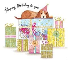Dog and Presents Birthday Card