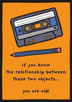 Cassette Tape and Pencil Birthday Card