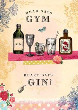 Heart Says Gin Birthday Card