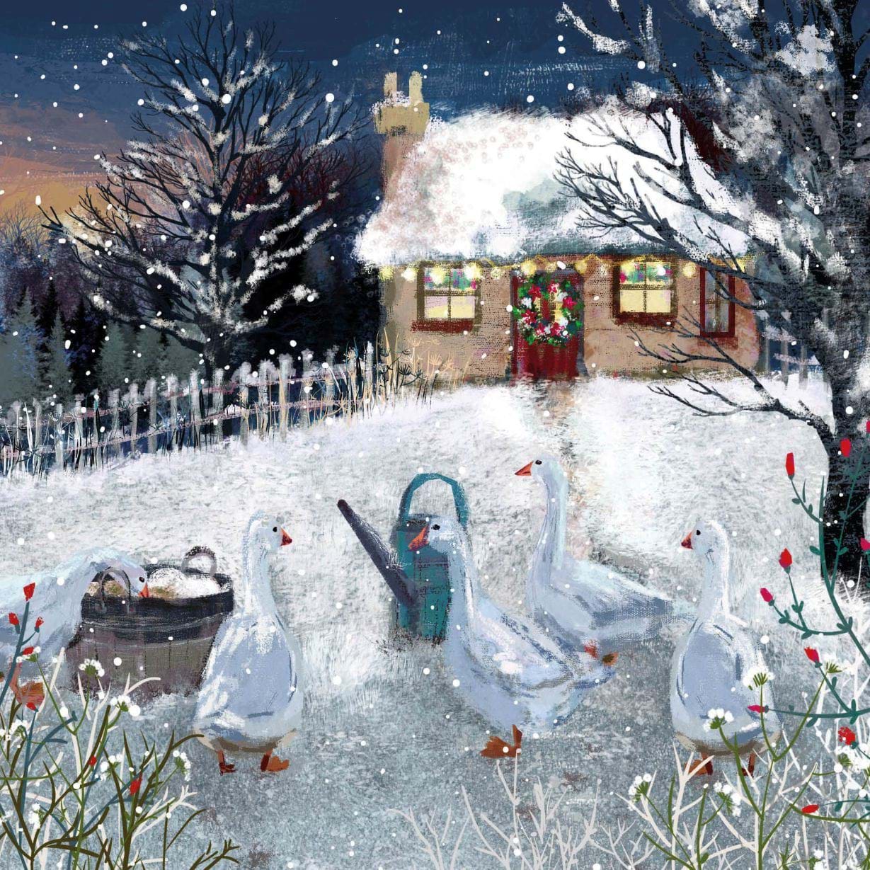 Cottage and Geese, Alzheimer's Society Christmas Cards - Pack of 10