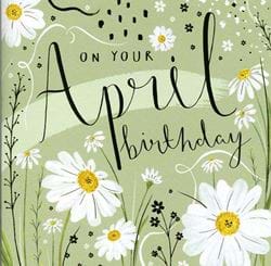 Daisies April Birthday Card