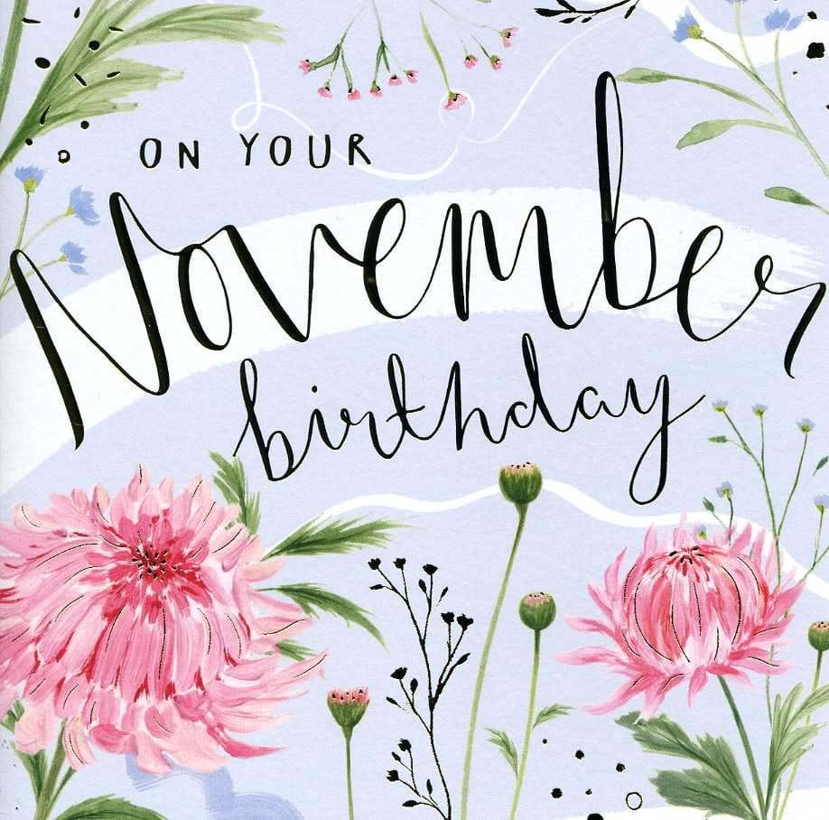 Floral November Birthday Card