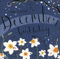 Daffodils December Birthday Card