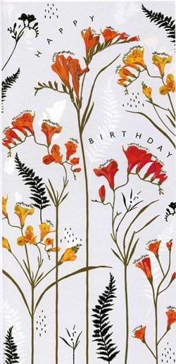 Orange Flowers Birthday Card