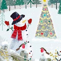 Snowman In The Forest - Personalised Christmas Card