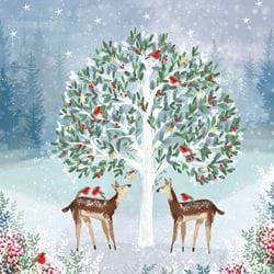 Deer and Robins - Personalised Christmas Card