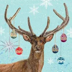 Baubles On Reindeer - Personalised Christmas Card