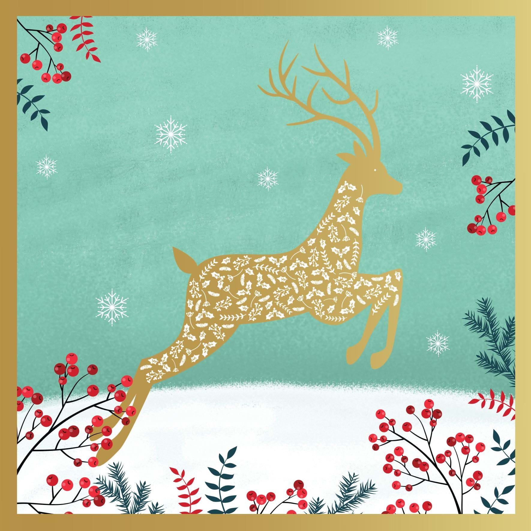 Jumping Reindeer - Personalised Christmas Card