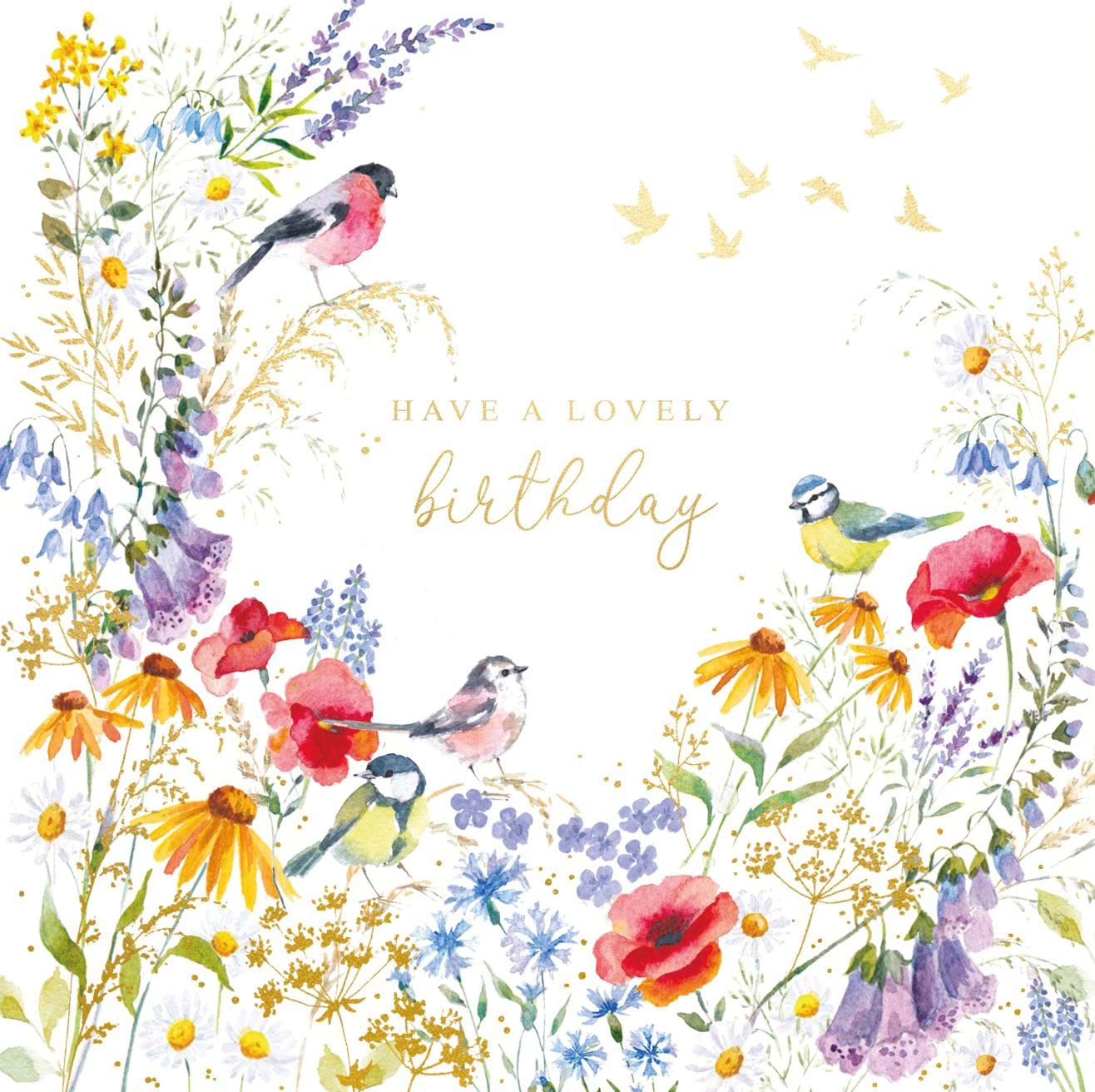 Floral Birds Birthday Card