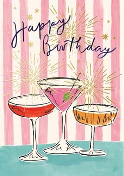 Sparkling Cocktails Birthday Card