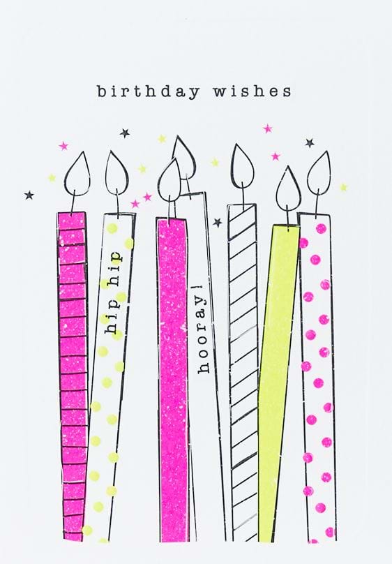 Hip Hip Hooray Candles Birthday Card