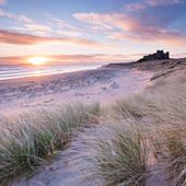 Bamburgh Beach and Castle Greeting Card