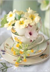 Teacup Flowers Birthday Card
