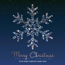 Snowflake - Front Personalised Christmas Card