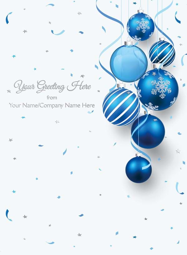 Christmas Baubles - Front Personalised Christmas Card