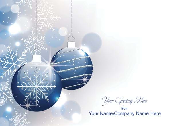 Snowflakes & Baubles - Front Personalised Christmas Card