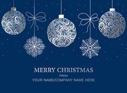 Baubles & Snowflakes - Front Personalised Christmas Card