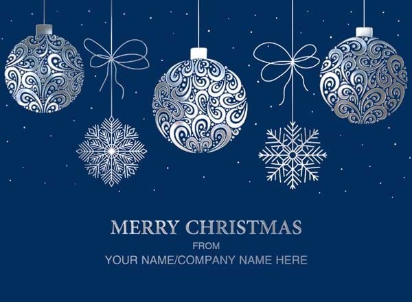 Baubles & Snowflakes - Front Personalised Christmas Card