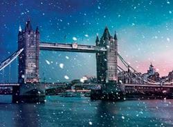 Snow Fall Over Tower Bridge - Personalised Christmas Card