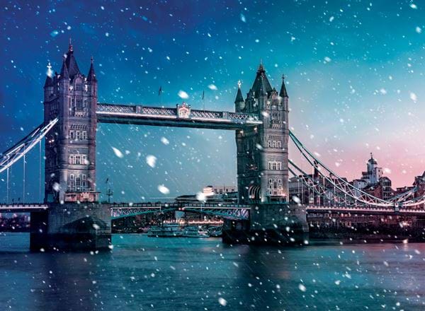 Snow Fall Over Tower Bridge - Personalised Christmas Card