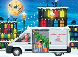 Christmas Delivery Van - Front Personalised Christmas Card