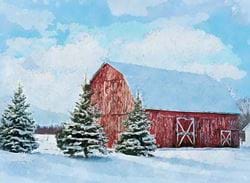 Winter  Barn - Personalised Christmas Card