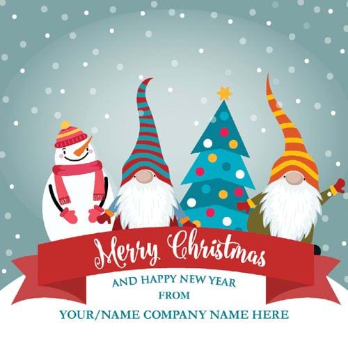 Snowman & Gnomes - Front Personalised Christmas Card
