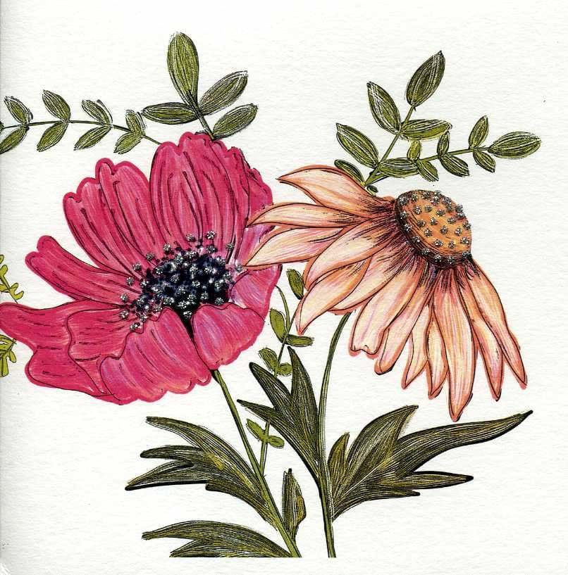 Pink Flowers Greeting Card