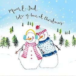 Snowman Mum and Dad Christmas Card