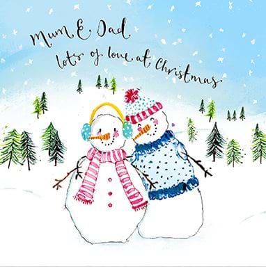 Snowman Mum and Dad Christmas Card