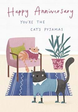 Cat's Pyjamas Anniversary Card