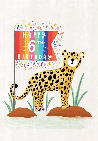 Cheetah 6th Birthday Card