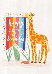 Giraffe 5th Birthday Card