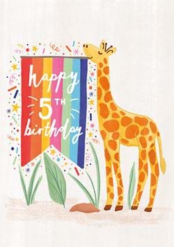 Giraffe 5th Birthday Card