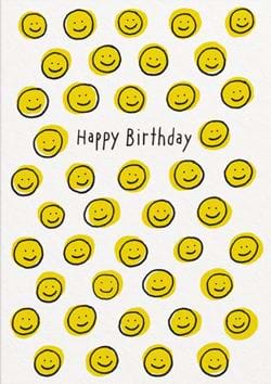 Yellow Smiley Happy Birthday Card