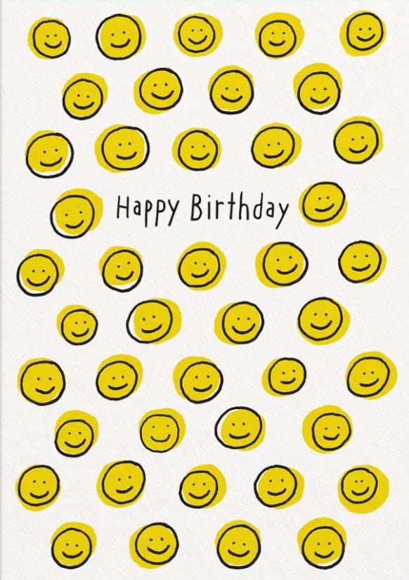 Yellow Smiley Happy Birthday Card